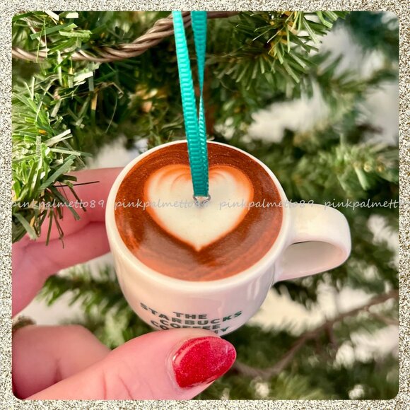 πβ NIB/NWT 2025 Starbucks Ceramic Latte Mug Christmas Tree Ornament Dated - Picture 4 of 8